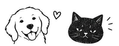 Golden retriever and black cat icon